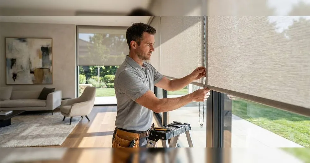 Installer fitting a shade